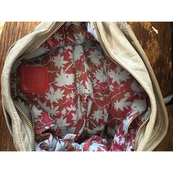 Hobo International Genuine Leather Shoulder Bag - Soft Gray | Floral Lining - Picture 9 of 10